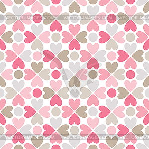 Floral seamless pattern with heart and dot shapes - vector clipart