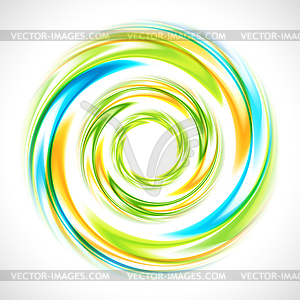 Abstract blue, green and yellow swirl circle - vector image