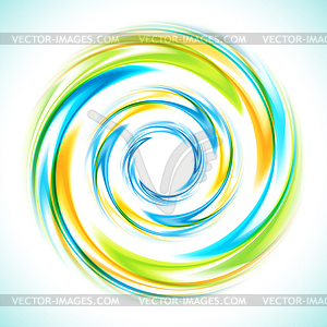 Abstract blue, green and yellow swirl circle - vector clipart