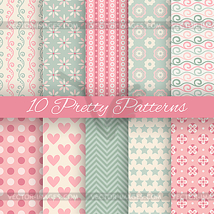 Pretty pastel seamless patterns - vector image