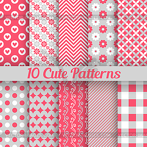 Cute different seamless patterns - vector image