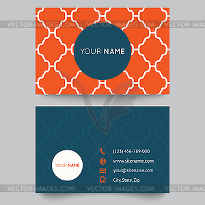 Business card template, orange and white pattern - vector clipart