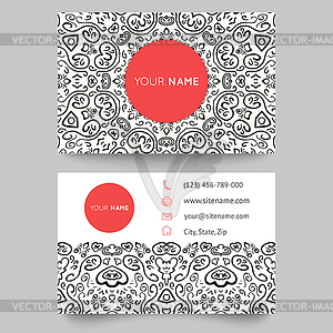 Business card template, black, red and white - vector image