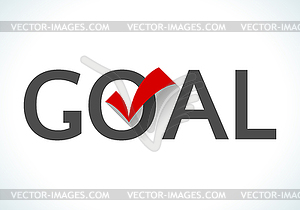 Business goal concept. Goal icon with red check mark - vector image