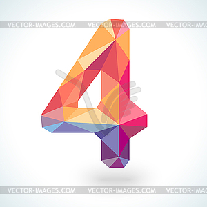 Number four in modern polygonal crystal style - vector EPS clipart