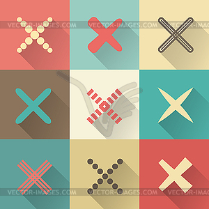 Set of different retro crosses and tics - vector image