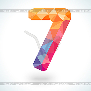 Number seven in modern polygonal crystal style - vector clipart