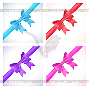 Set of shiny bow and ribbon - vector image