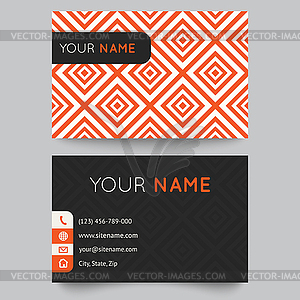 Business card template, orange and white pattern - vector image