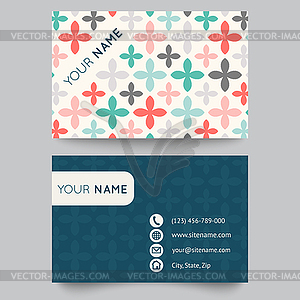 Business card template, orange and white pattern - vector clipart