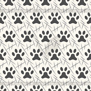 Seamless animal pattern of paw footprint - vector image