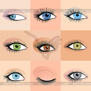 Set of female eyes images with beautifully fashion - vector clipart