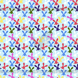 Colorful seamless pattern with easter bunny - color vector clipart