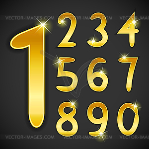 Number set in golden style - vector clipart