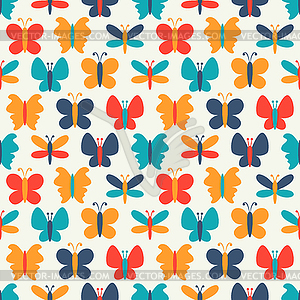 Retro seamless pattern of colorful butterfly - vector image