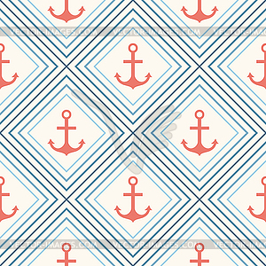 Seamless pattern of anchor shape and line - vector clip art