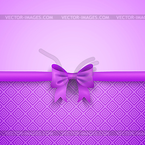 Romantic purple background with cute bow and pattern - vector clipart