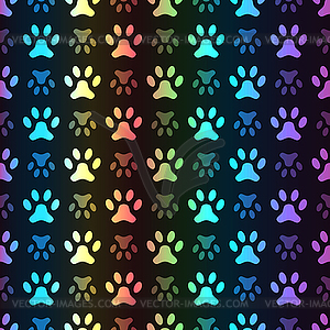 Animal seamless spectrum pattern of paw footprint - vector clipart