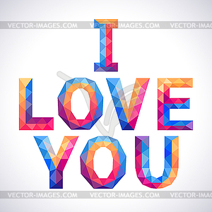 Romantic polygonal Love and You concept card - vector image