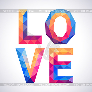 Romantic polygonal Love concept card - vector clip art