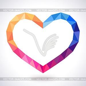 Romantic polygonal heart frame. for lovely - vector clipart