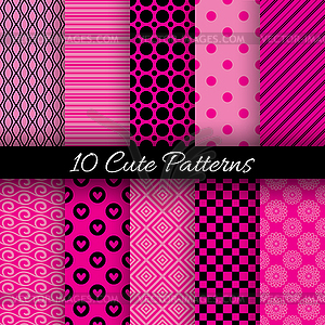 Cute abstract geometric bright seamless patterns - vector clip art