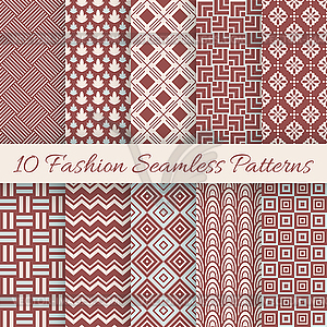 Fashion marsala color seamless pattern set - vector clip art