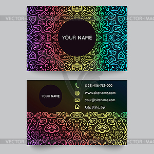 Business card template, bright elegant pattern - vector image