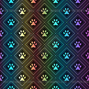 Seamless animal spectrum pattern of paw footprint - vector image