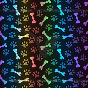 Animal spectrum seamless pattern of paw footprint - vector clipart