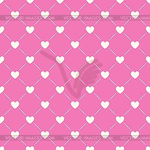 Heart shape seamless pattern. Pink and white colors - vector clip art