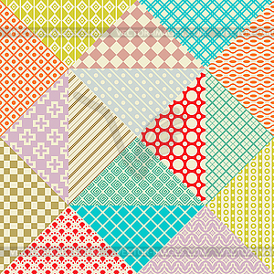 Retro patchwork. 16 seamless patterns. Endless - vector clip art