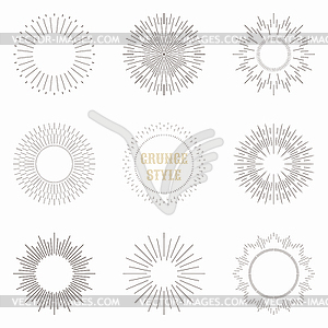 Set of vintage sunburst. Geometric shapes and - vector image