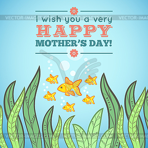 Greeting card design with fish for Mother Day - royalty-free vector image