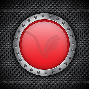 Red chrome button - vector clip art