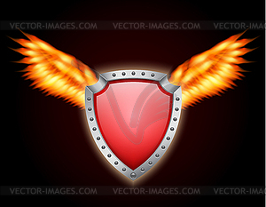 Shield with fire wings - vector clipart