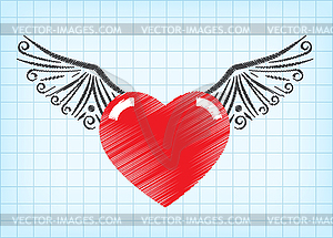 Heart with wings - royalty-free vector image