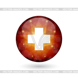 Sphere with medical cross. Modern polygonal - vector clipart