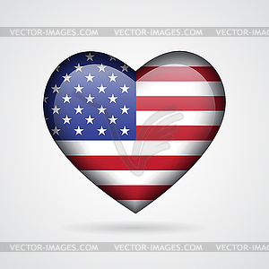 Glossy heart with american flag - vector clip art