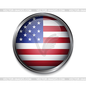 Кнопка с американским флагом - иллюстрация в векторном формате