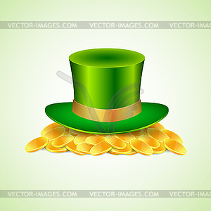 Фон с зеленой шляпе и золота - изображение в векторе / векторный клипарт