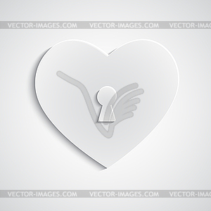 Paper heart with keyhole - vector clip art