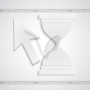 Paper cursor with hourglass - vector clipart