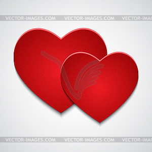 Two red paper hearts - vector clipart