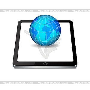 Tablet PC and planet - vector clipart