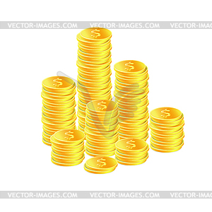 Golden coins - color vector clipart