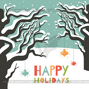 Winter happy holidays greeting card - vector clip art