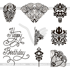 Set of floral elements for design - vector clipart / vector image