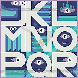 Monster font J K L M N O P Q R - vector clip art