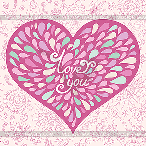 Pink valentine greeting card - vector image